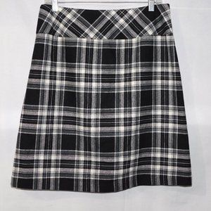 TRIBAL Womens 10 Black White Plaid Wool Blend a line  Skirt